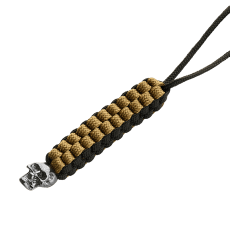 M-Tac Knife Lanyard Cuboid Skull i flettet paracord med dekorativ kranie perle i sort og tan design