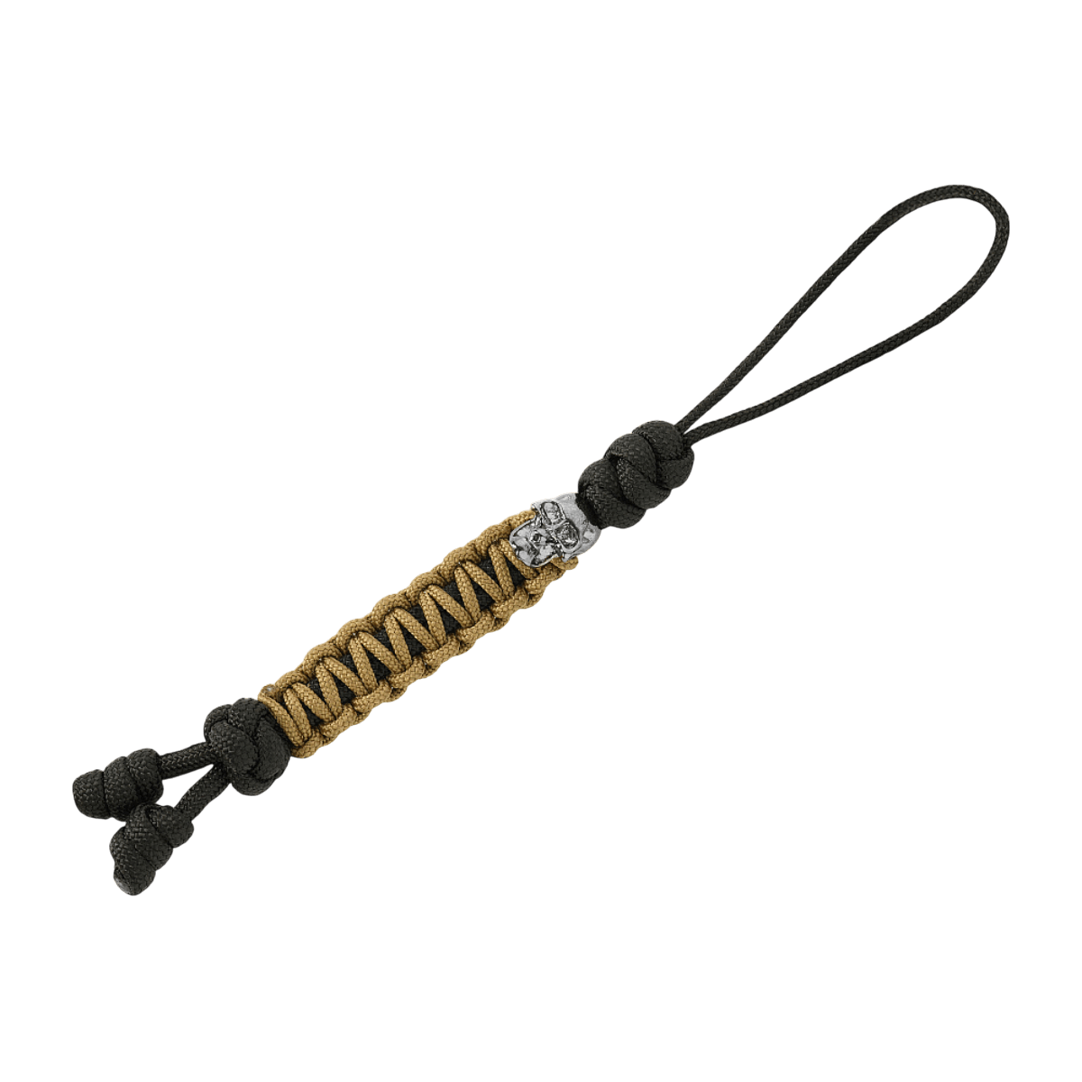 M-Tac Loopy Snake Skull Lanyard i flettet paracord design med kraniedetalje, ideel til kniv eller udstyr, fleksibel og holdbar.