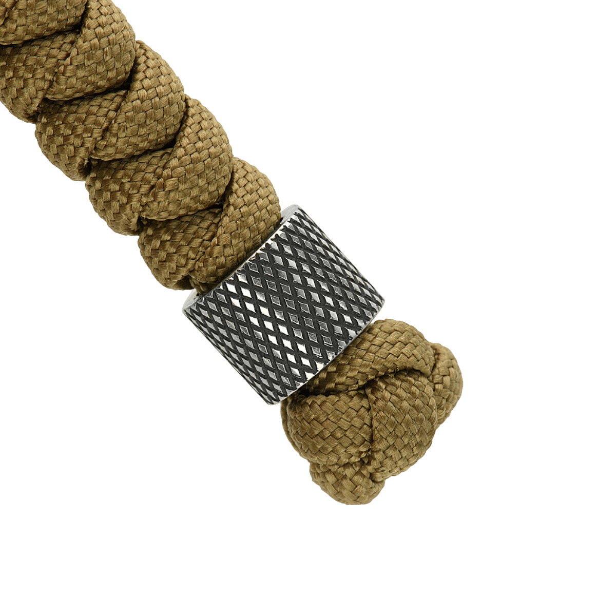 Flettet paracord lanyard med Viper-perle i rustfrit stål fra M-Tac, M-Tac Viper Lanyard Stainless Steel i nærbillede.