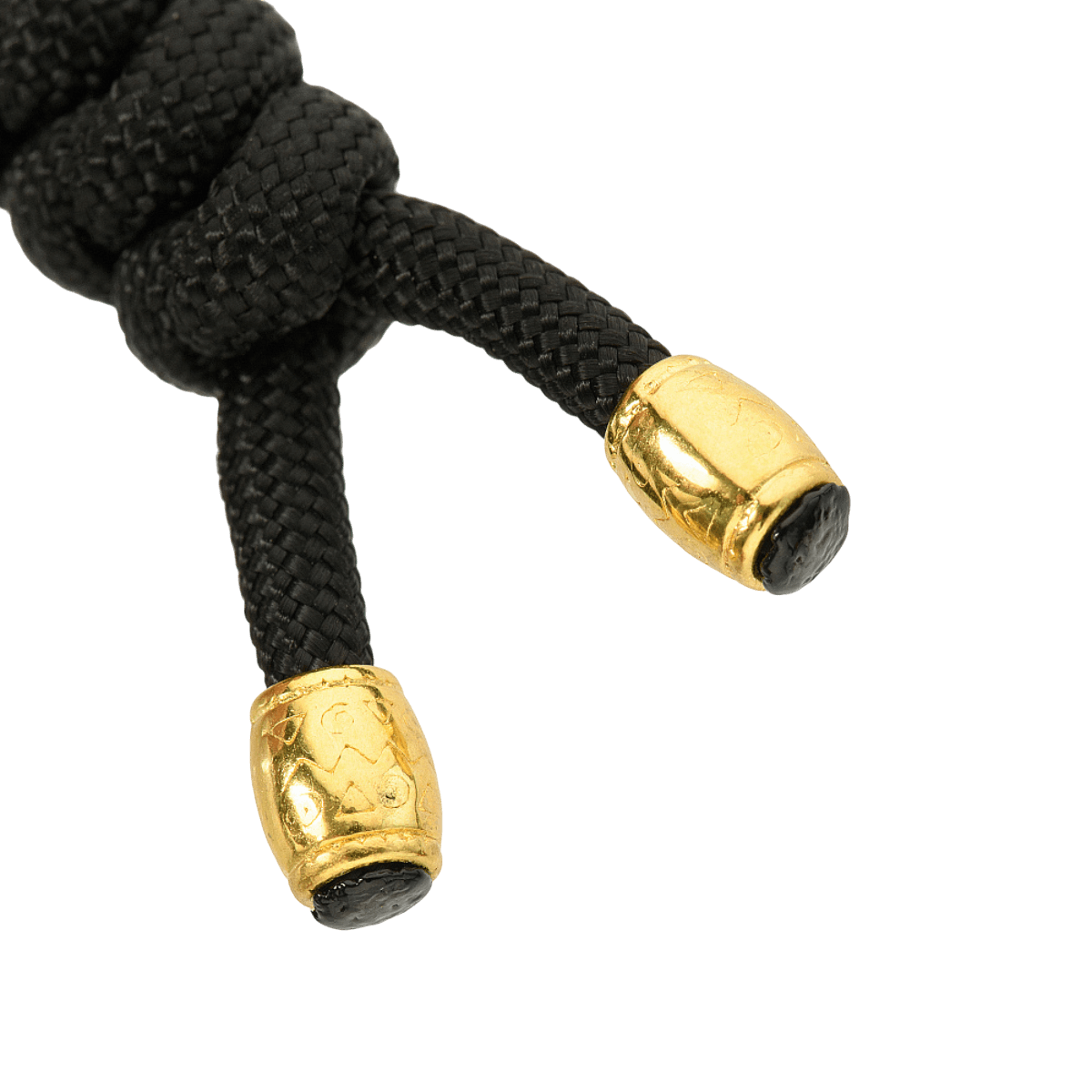 M-Tac Zeus Lanyard i flettet paracord med gyldne ender, stilfuldt design til kniv eller udstyr. Fleksibilitet og holdbarhed.