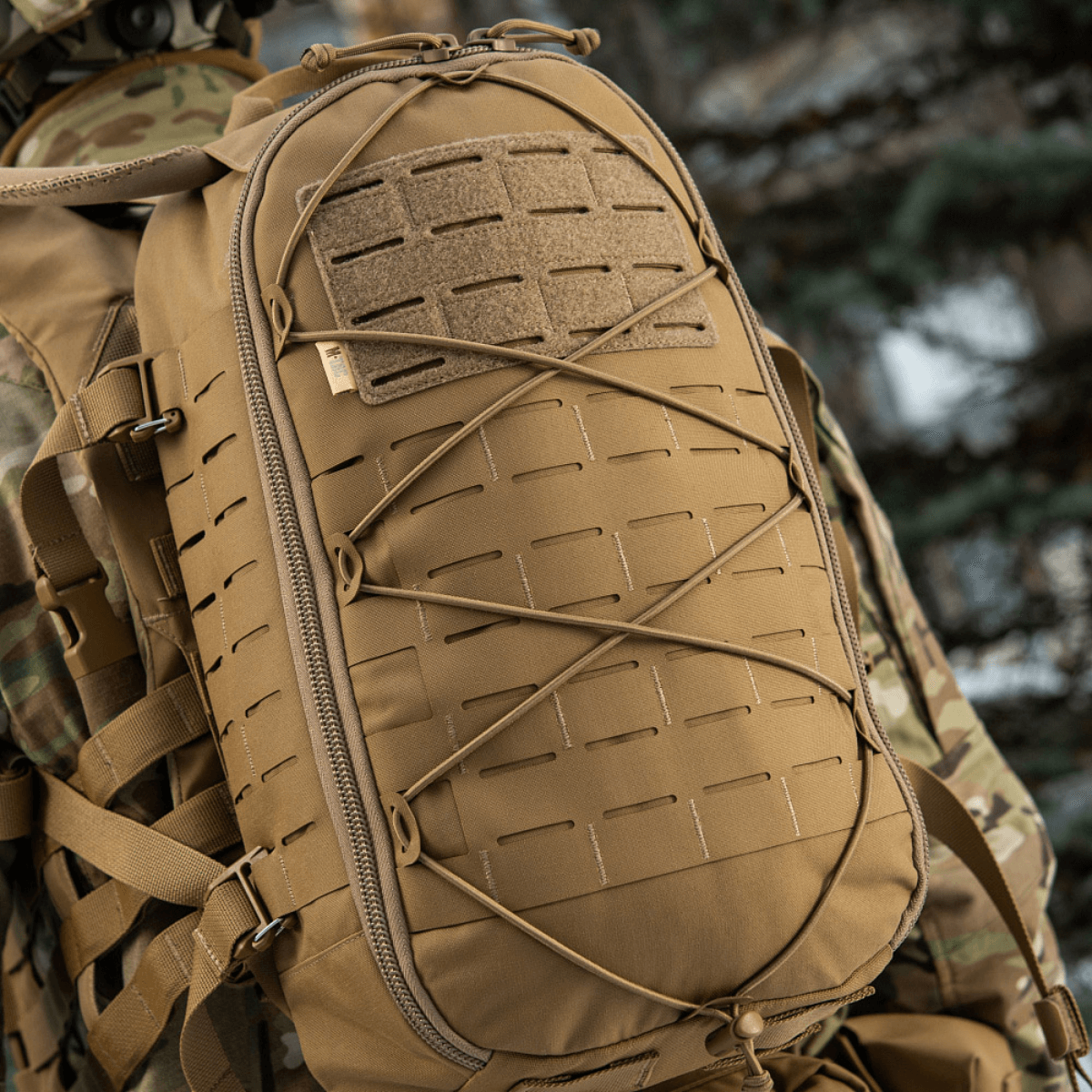 M-Tac Rygsæk Sturm Elite Gen.II med slidstærkt Cordura, MOLLE Laser Cut og elastisk snøring, ideel til kortvarige selvforsynende ophold.