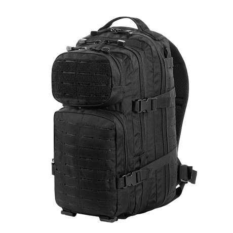 M-Tac Assault Pack Laser Cut rygsæk med MOLLE-system og justerbare remme, perfekt til byen eller vandreture.