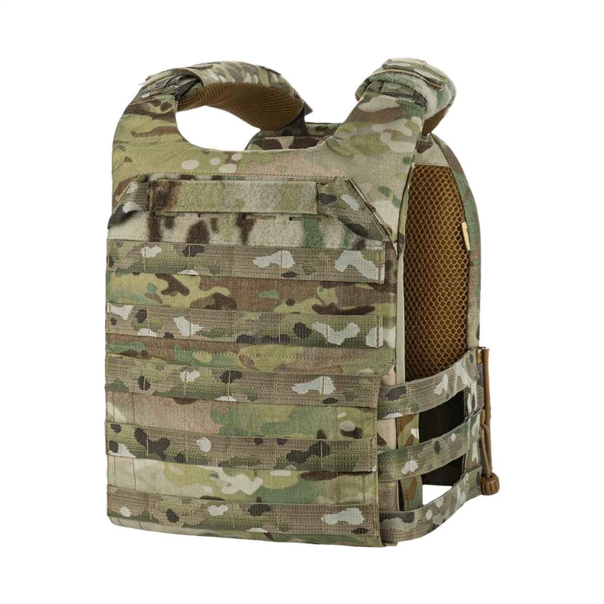 M-Tac Plate Carrier Cuirass Elite Gen.II i camo design, med holdbart Cordura 500D stof og Duraflex hurtiglåse for nem anvendelse.