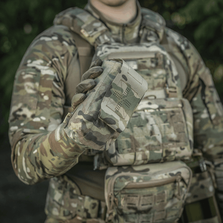 M-Tac Mediclomme Small Vertical Elite i multicam nylon med NIJ-certificering og intern IFAK-organizer vist i gallery position 1.