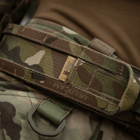 M-Tac Range Bælte Cobra Buckle Gen.IV i militær camouflage med forstærket Tegris-komposit. Perfekt til taktisk brug og skydebaneudstyr.