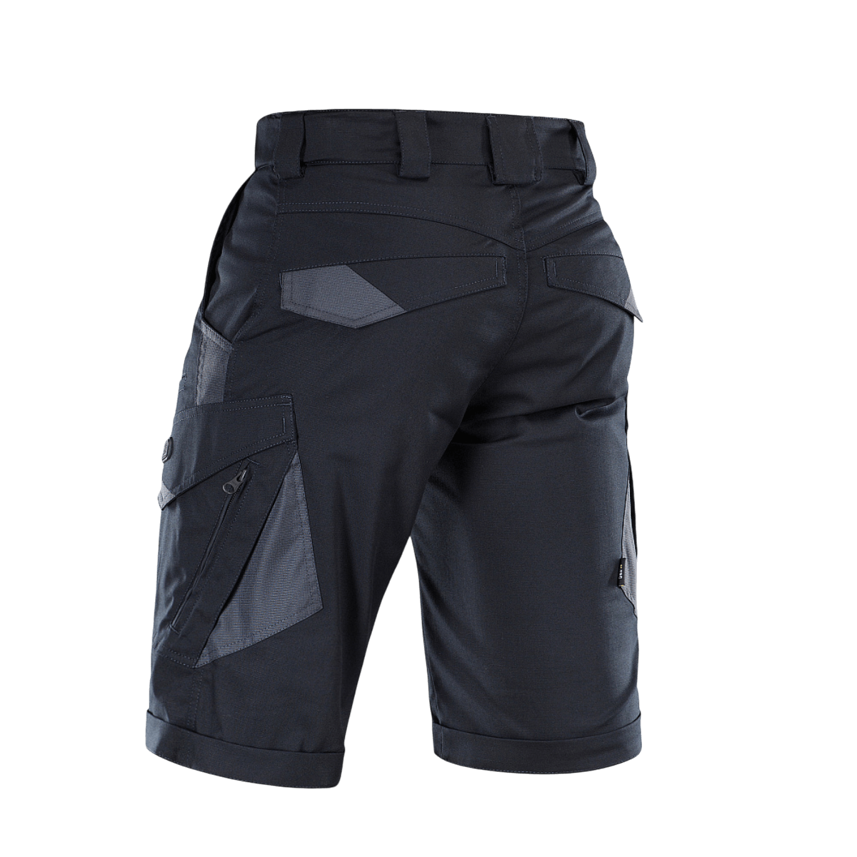 M-Tac Shorts Aggressor Gen.II Flex i sort, visning bagfra for alsidig og taktisk anvendelse med funktionelle lommer.