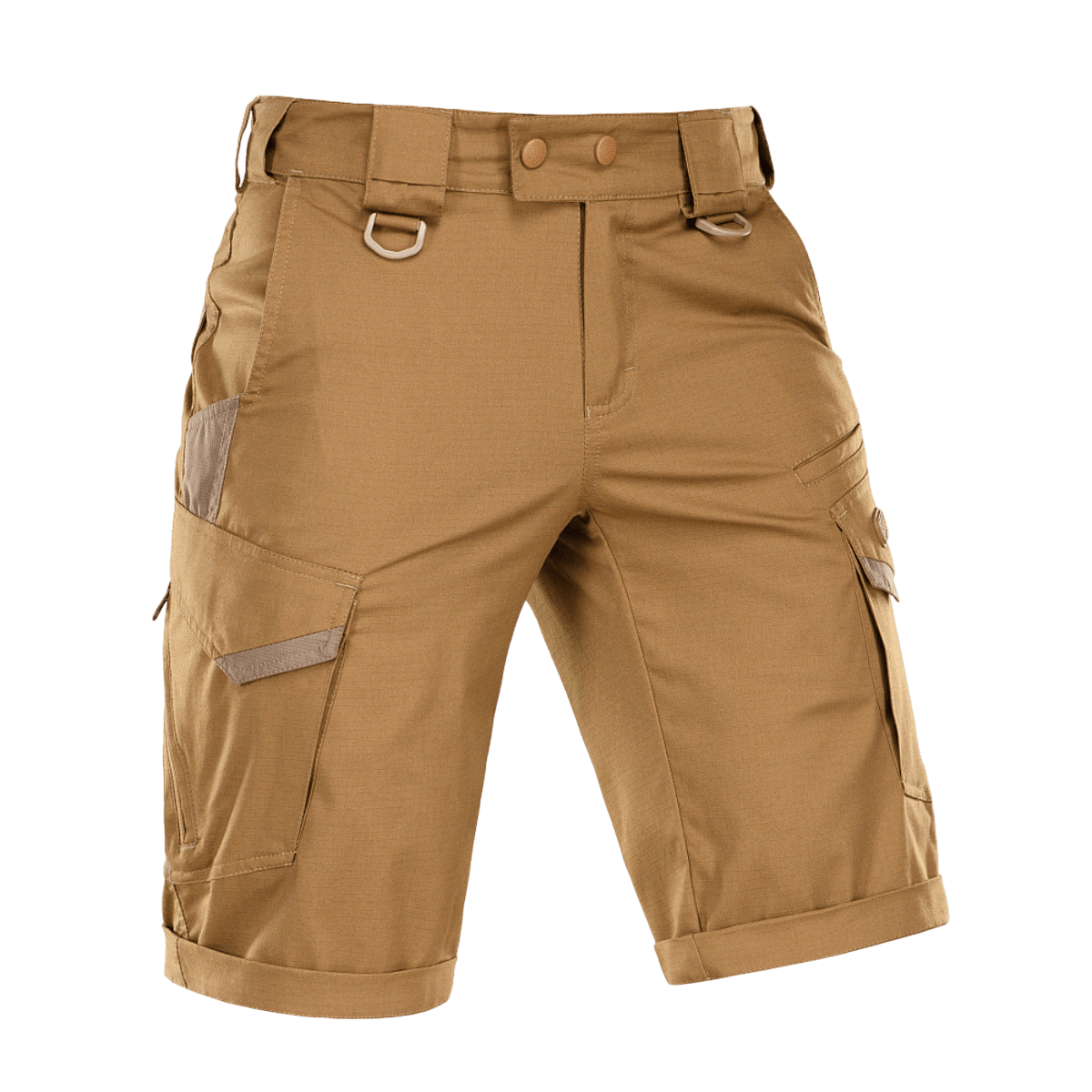 M-Tac Shorts Aggressor Gen.II Flex i beige rip-stop materiale, velegnet til træning og fritid.