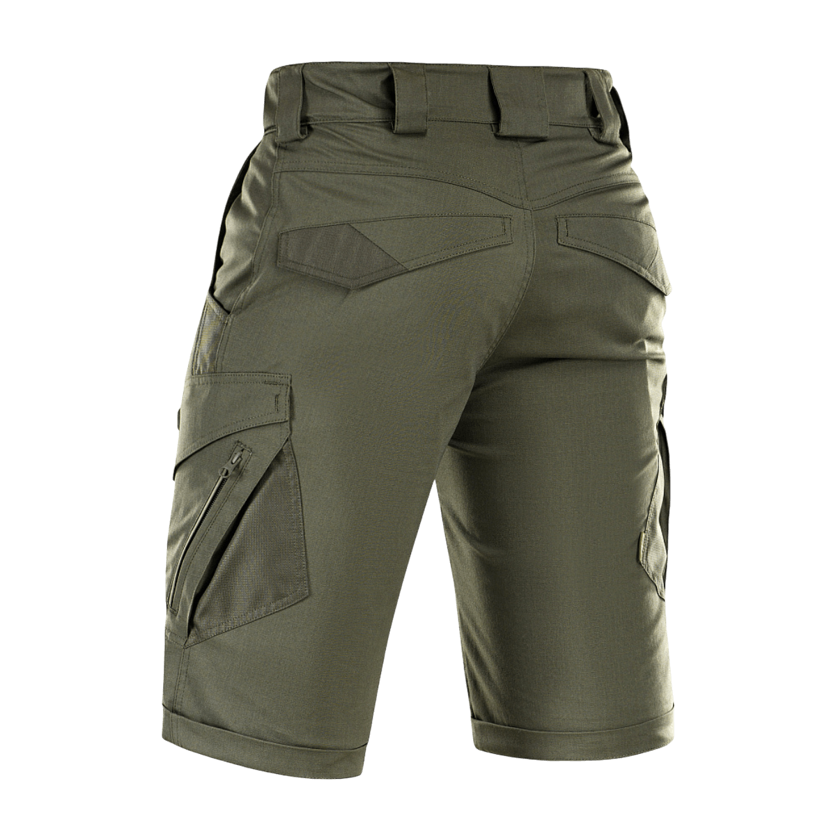 M-Tac Shorts Aggressor Gen.II Flex i rip-stop materiale, tætsiddende pasform, bagfra visning, taktisk design, dansk oversigt.