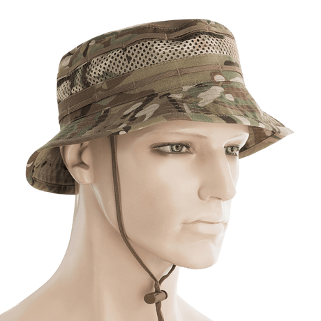 M-Tac Panamahat med Net Elite NYCO i multicam med meshpaneler og båndsyet kant, vist i gallery position 1 på mannequin