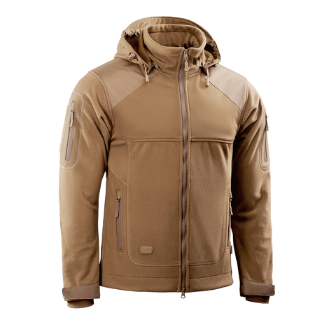 M-Tac Norman Windblock Fleecejakke i brunt, designet til komfort og varme med WindBlock-materiale og Softshell-indlæg. Ideel til koldt vejr.