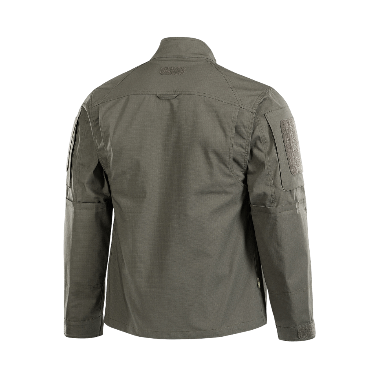 M-Tac Patrol Flex Jakke set bagfra, grå jakke med velcro-lommer og paneler, ståkrave og figursyet pasform.