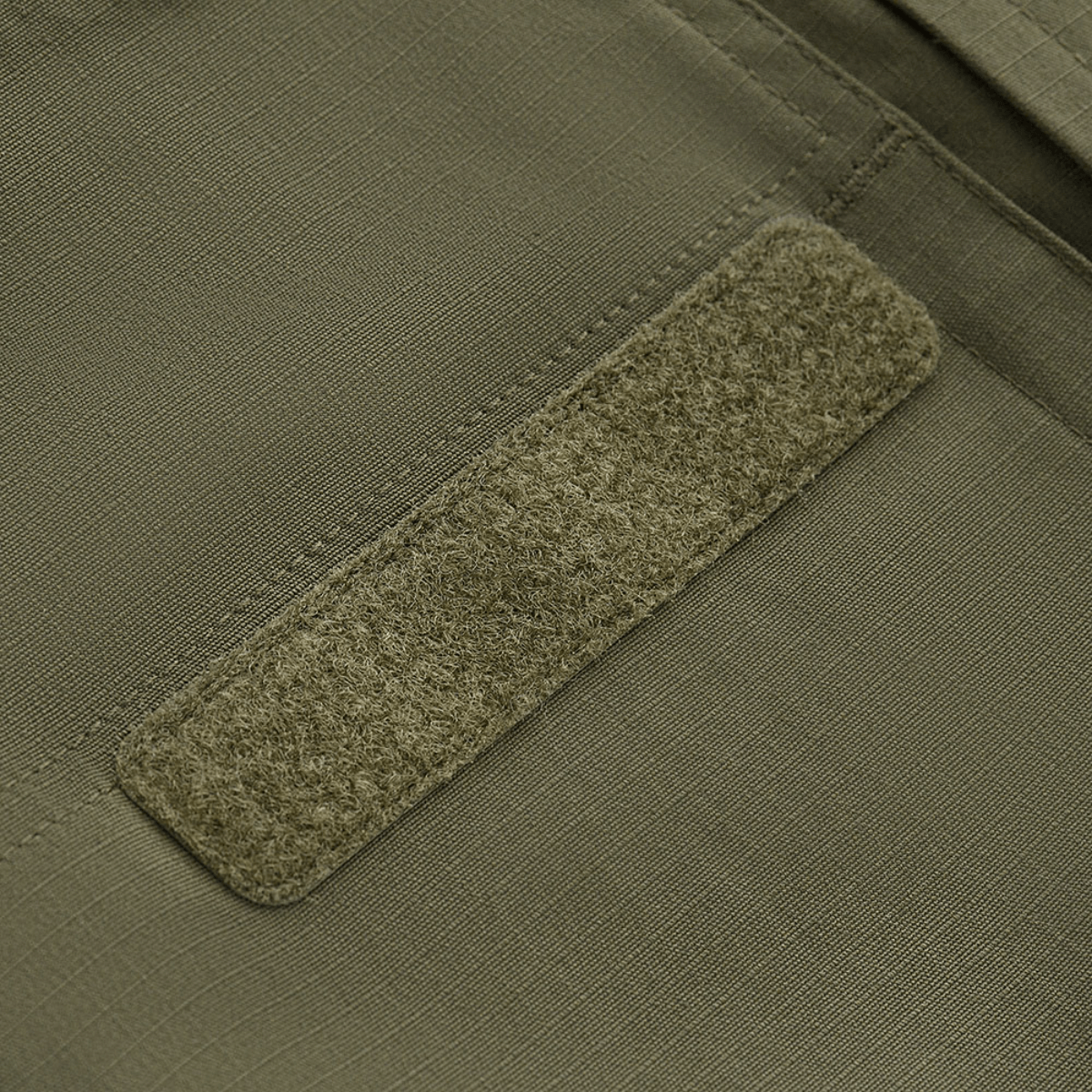Detalje af M-Tac Jakke Patrol Flex med velcro panel til ID eller patches i olivengrøn farve.