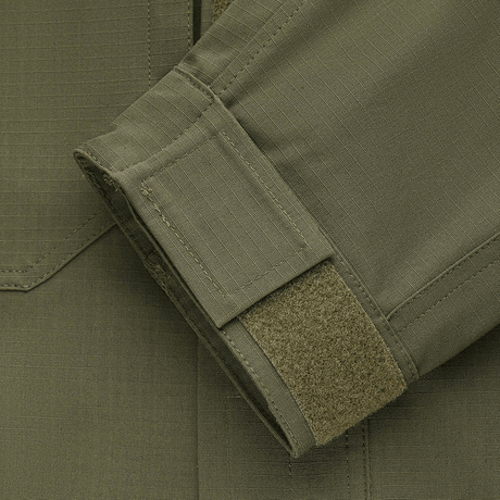 Detalje af M-Tac Jakke Patrol Flex med velcrolukning og YKK fittings, designet til taktisk brug, komfortabel og let figursyet jakke.