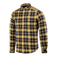 M-Tac Redneck Skjorte i Navy Blue/Yellow, taktisk plaid-skjorte med velcro-justerbare ærmer og forstærkede skuldre, vind- og vandafvisende.