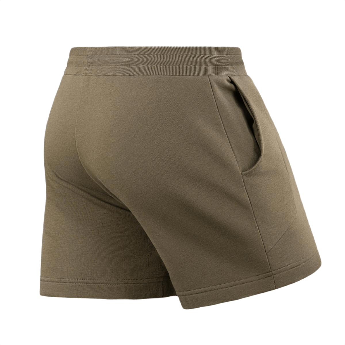 M-Tac Shorts Sport Fit Cotton i bomuld med elastisk talje og sidelommer, ideel til sport og hverdagsbrug, set fra siden.
