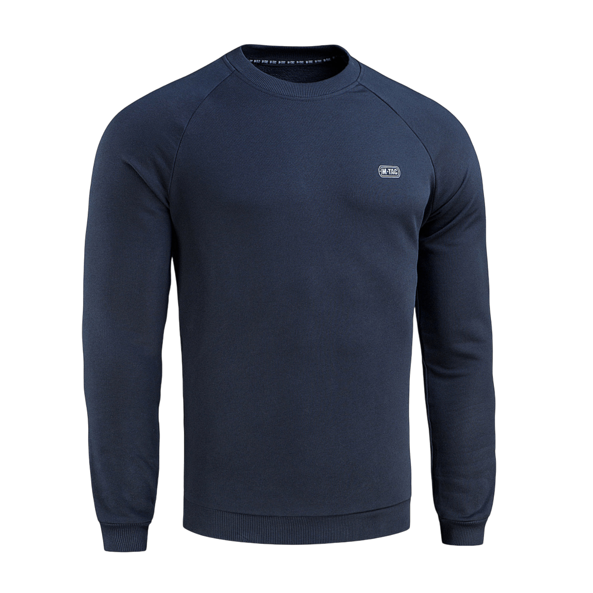 M-Tac Cotton Sweatshirt i navyblå, 100% bomuld, perfekt til sport og hverdagsbrug med komfortabel pasform og ribkanter.