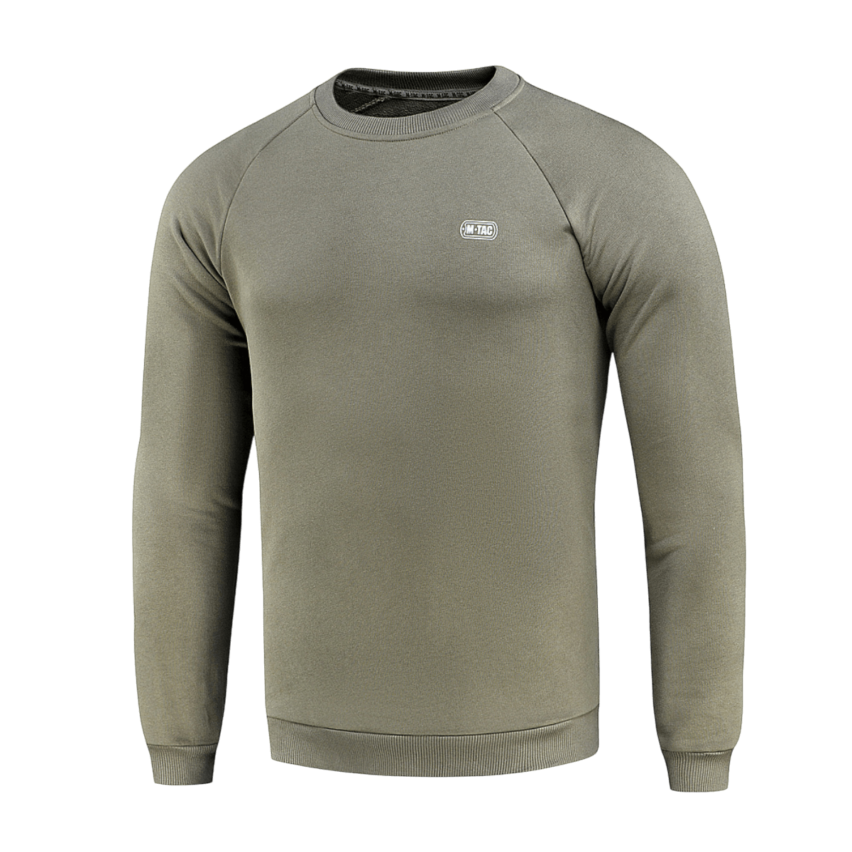 M-Tac Cotton Sweatshirt i olivengrøn med ribkanter og løs pasform til komfort og bevægelighed. Ideel til løb og fitness.