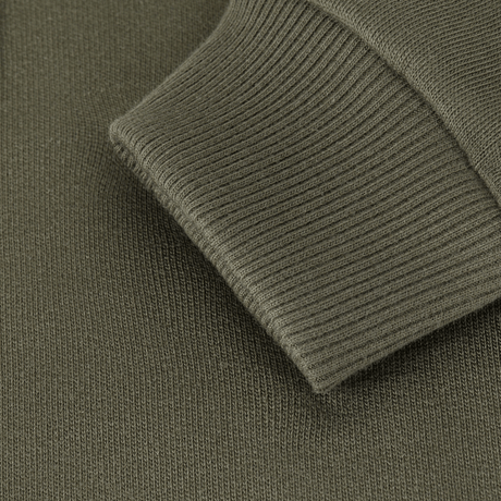 Detalje af M-Tac Sweatshirt Cotton Hard ærme og stof i 100% bomuld, ribkant viser komfort og kvalitet.