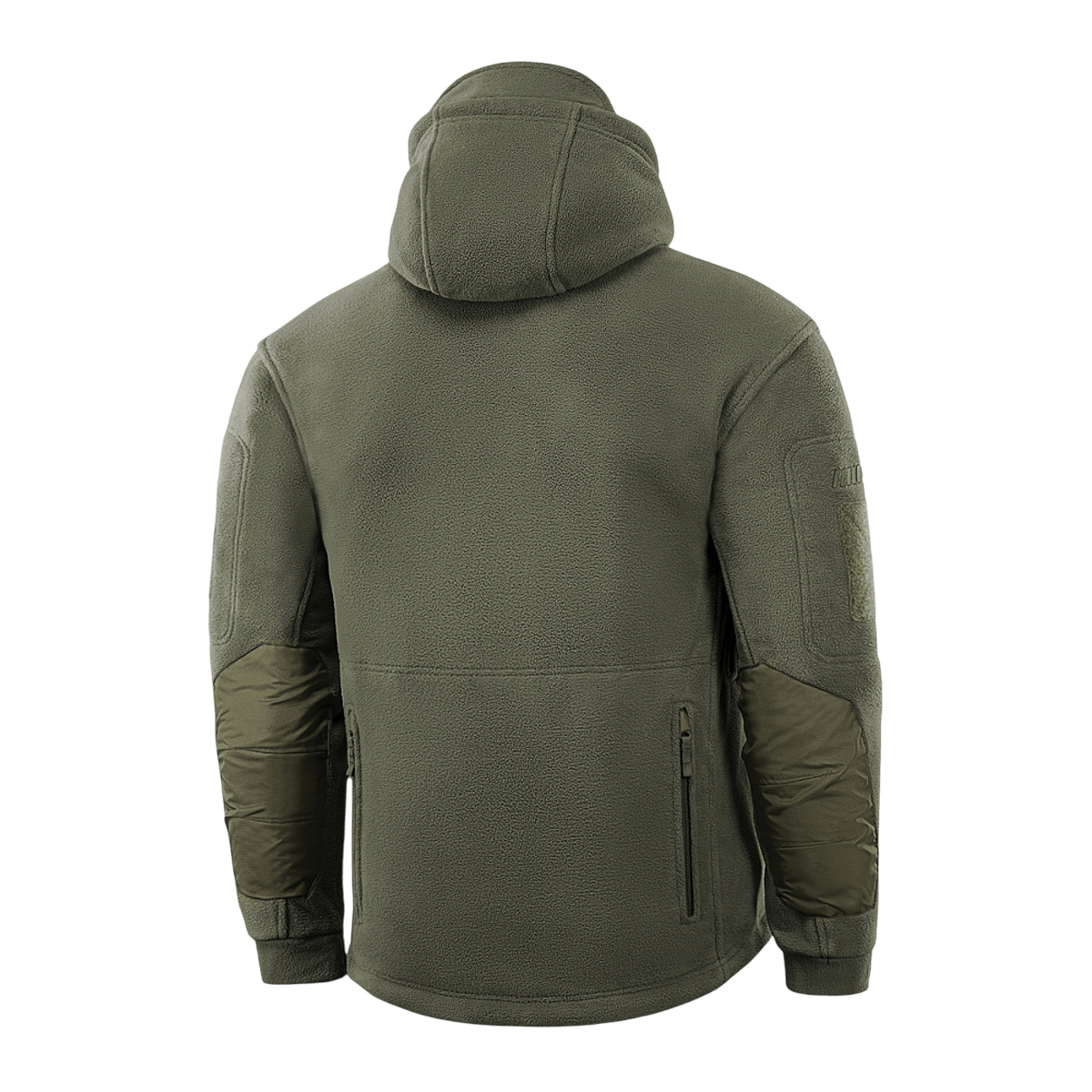 M-Tac Division Gen.II Windblock Fleecejakke bagtil med hætte og lynlåslommer, ideel til koldt vejr og isolering.