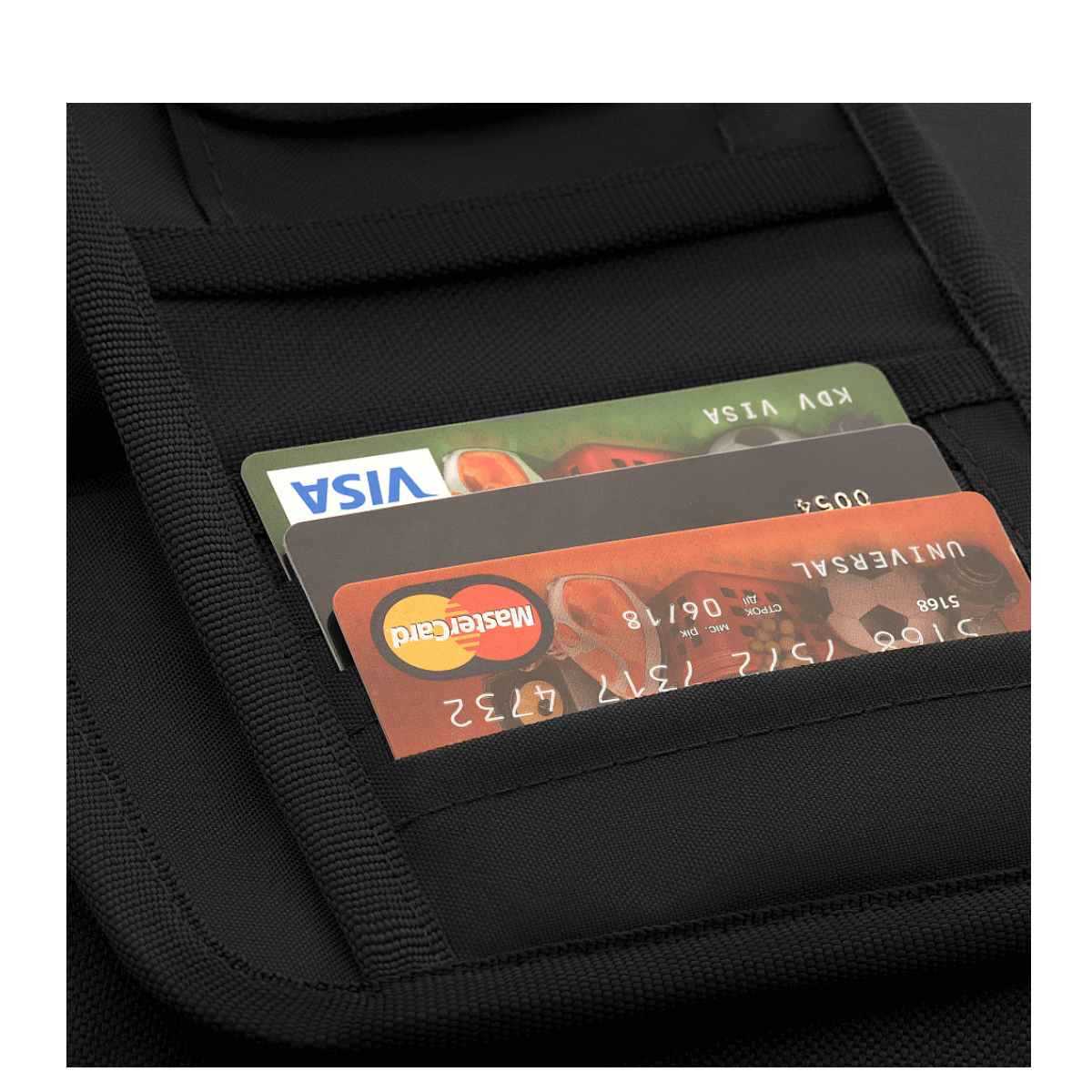 M-Tac Pung med Patch Panel Elite Large i 1000D CORDURA® med rum til kort og sedler, besøgende ser indre funktioner.