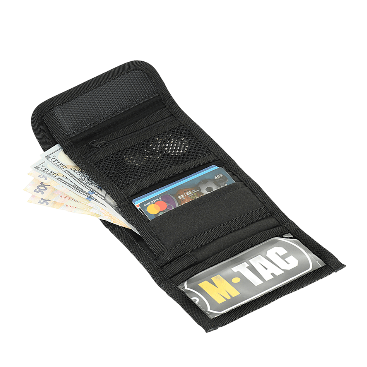 M-Tac Pung med Patch Panel Elite Gen. II, holdbar pung i Oxford og Cordura 500D til sedler, kort og småpenge, lynlåslomme inkluderet.