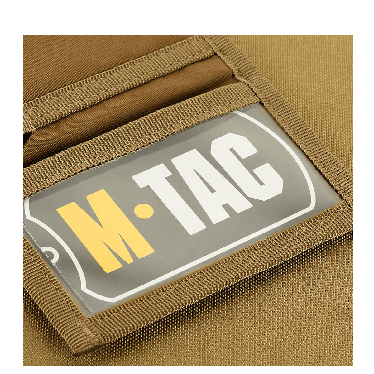 M-Tac Pung med Patch Panel Elite Gen. II med velcro og holdbare materialer som Oxford og Cordura 500D i nærbillede.