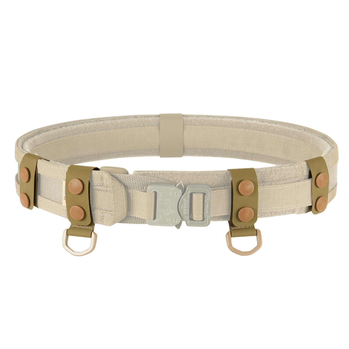 M-Tac Taktiske Bæltefittings (5 stk.) beige bælte med D-ringe til fastgørelse af politibælte og ekstra udstyr.