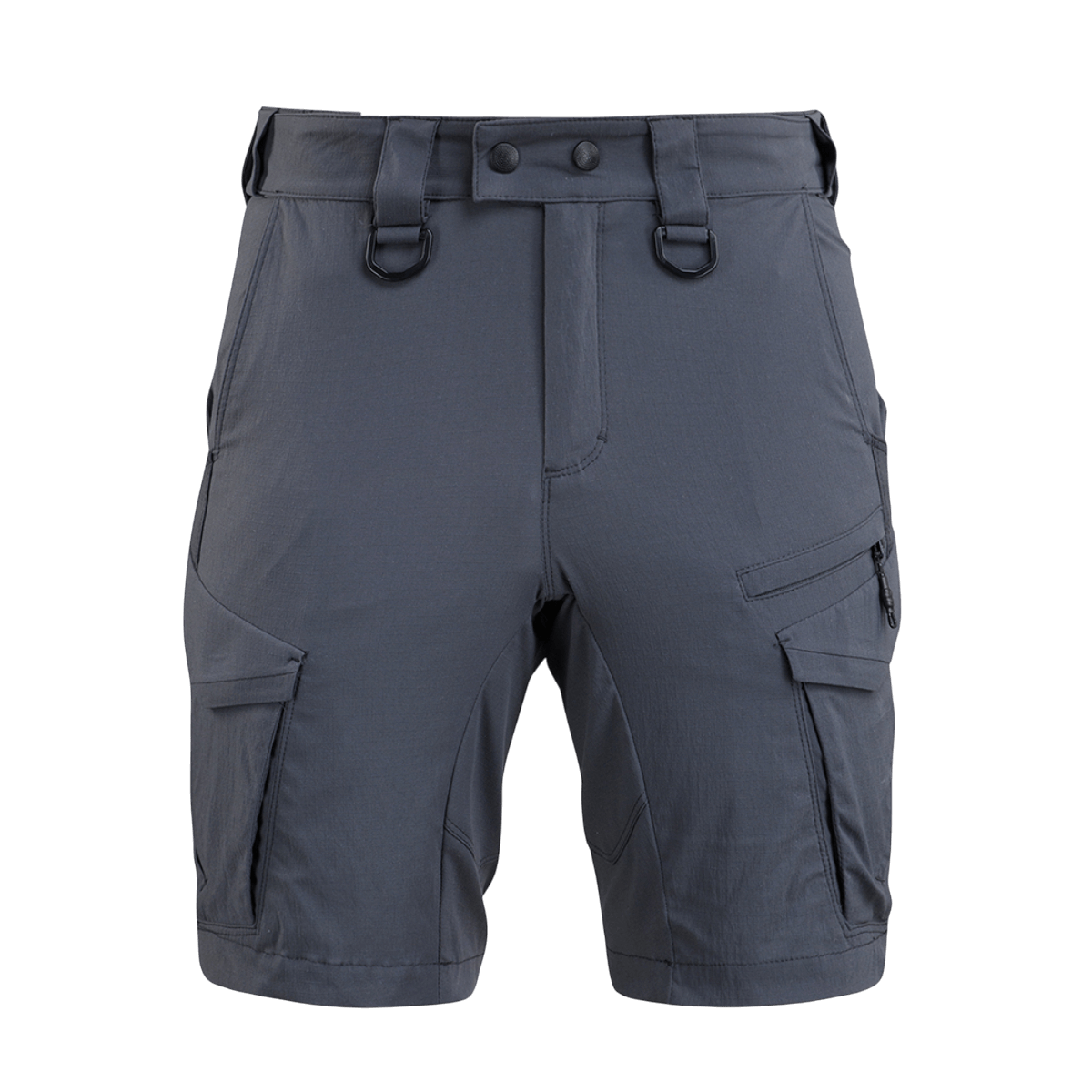 M-Tac Aggressor Summer Flex Shorts i mørkegrå, letvægts-taktiske med Flex Rip-Stop stof og 7 lommer, perfekte til udendørs aktiviteter.