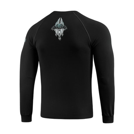 M-Tac Raglan Odin Mystery i sort med Odin motiv, 95% bomuld, 5% elastan, ideel til hverdag og casual/taktisk stil.