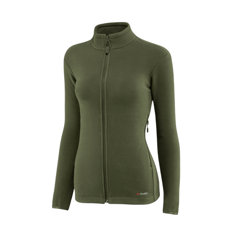 M-Tac Sweater Nord Fleece Polartec Dame i olivengrøn farve med stående krave og YKK-lynlås, lavet af Polartec® 200 Series fleece.
