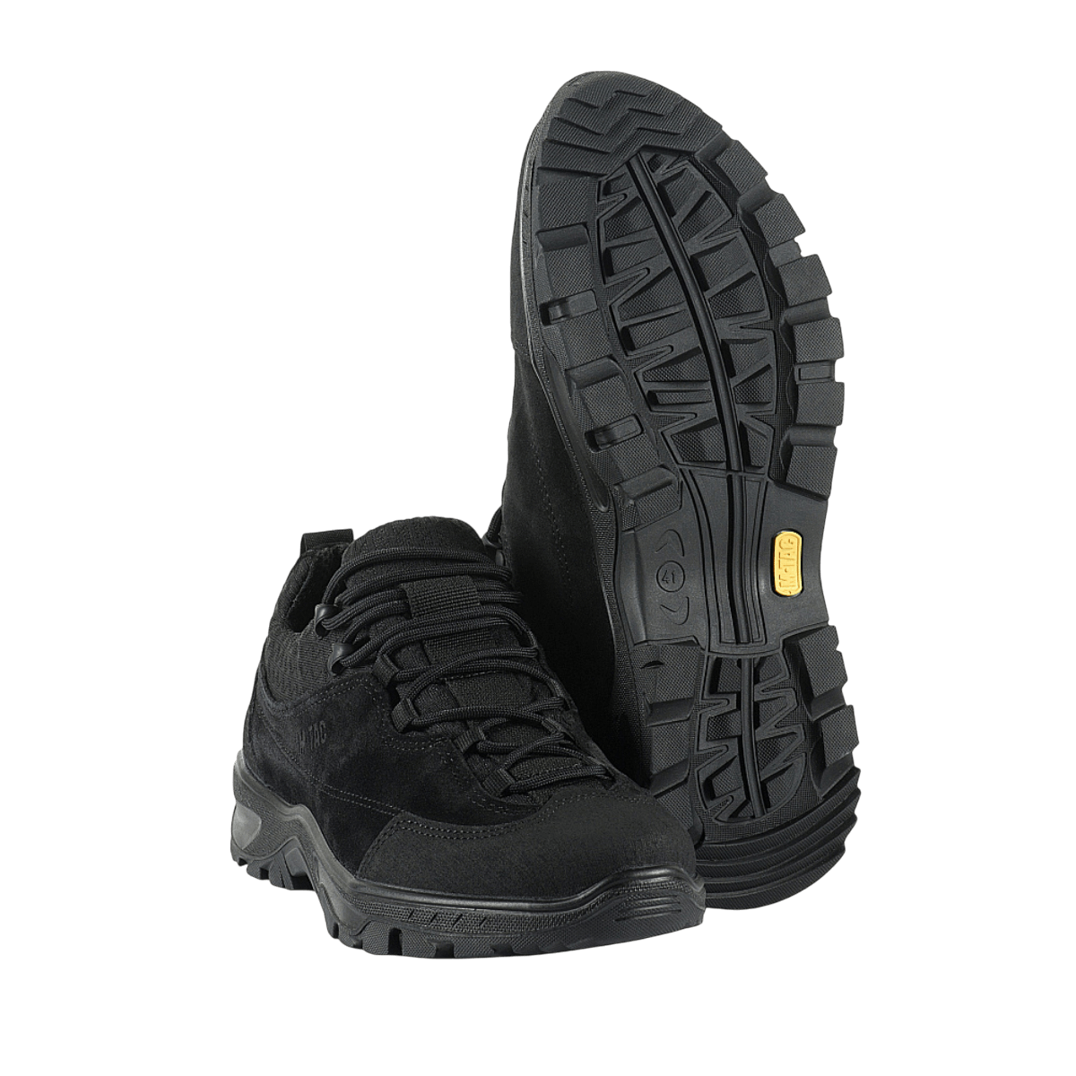 M-Tac Tactical Sneakers Patrol R Vent i sort læder med skridsikker sål, ideel til trekking og outdoor-aktiviteter.