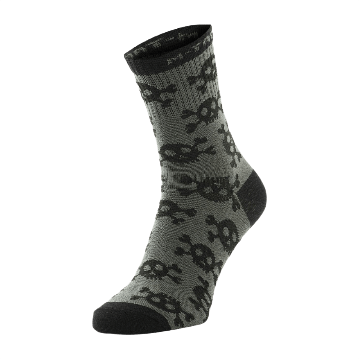 M-Tac Letvægtssokker Mk.3 Pirate Skull i grå med dødningehoveder, designet til trekking og vandring, let, åndbar og ergonomisk.