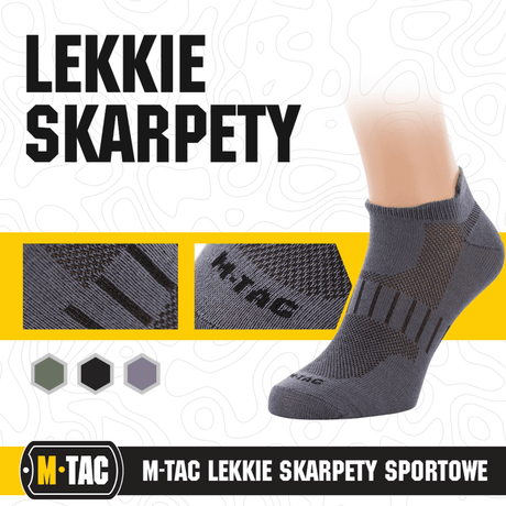 M-Tac Let Sportsokker med ergonomisk pasform og åndbart materiale, perfekt til løb og udendørsaktiviteter i varmt vejr.