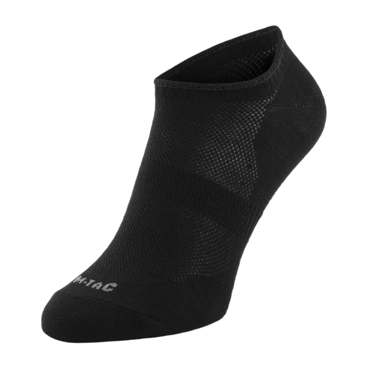 Sort M-Tac Let Sommersokker til løb og udendørs aktiviteter, designet til optimal komfort og pasform i varmt vejr.