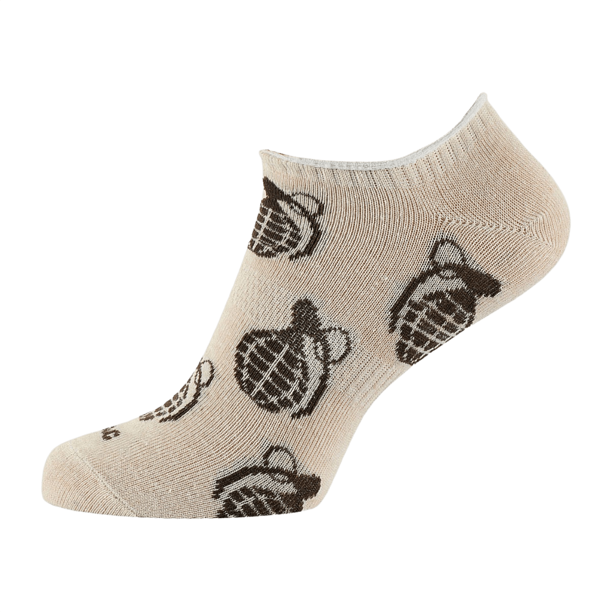 M-Tac Let Sommersokker Grenader kort beige sok med granatmønster, designet til komfort ved sport og udendørs aktiviteter i varmt vejr.