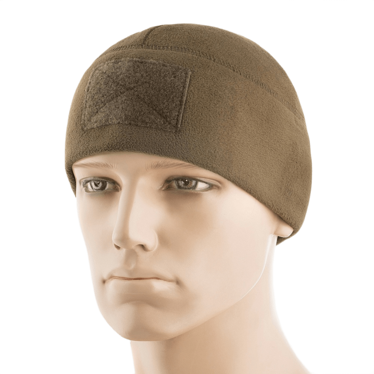 M-Tac Fleece Tactical Watch Cap Beanie m. Patch Panel i brun fleece til både taktisk brug og udendørs aktiviteter.