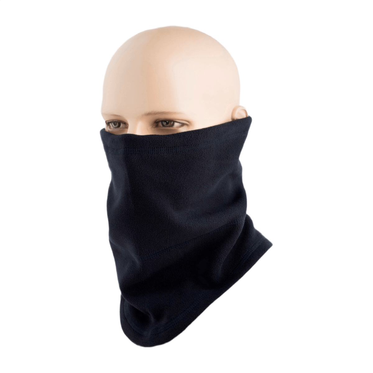 M-Tac Fleece Neck Gaiter (Tok Tube) i sort fleece på mannequin, ideel til koldt vejr og multifunktionel brug som halsedisse eller balaclava.