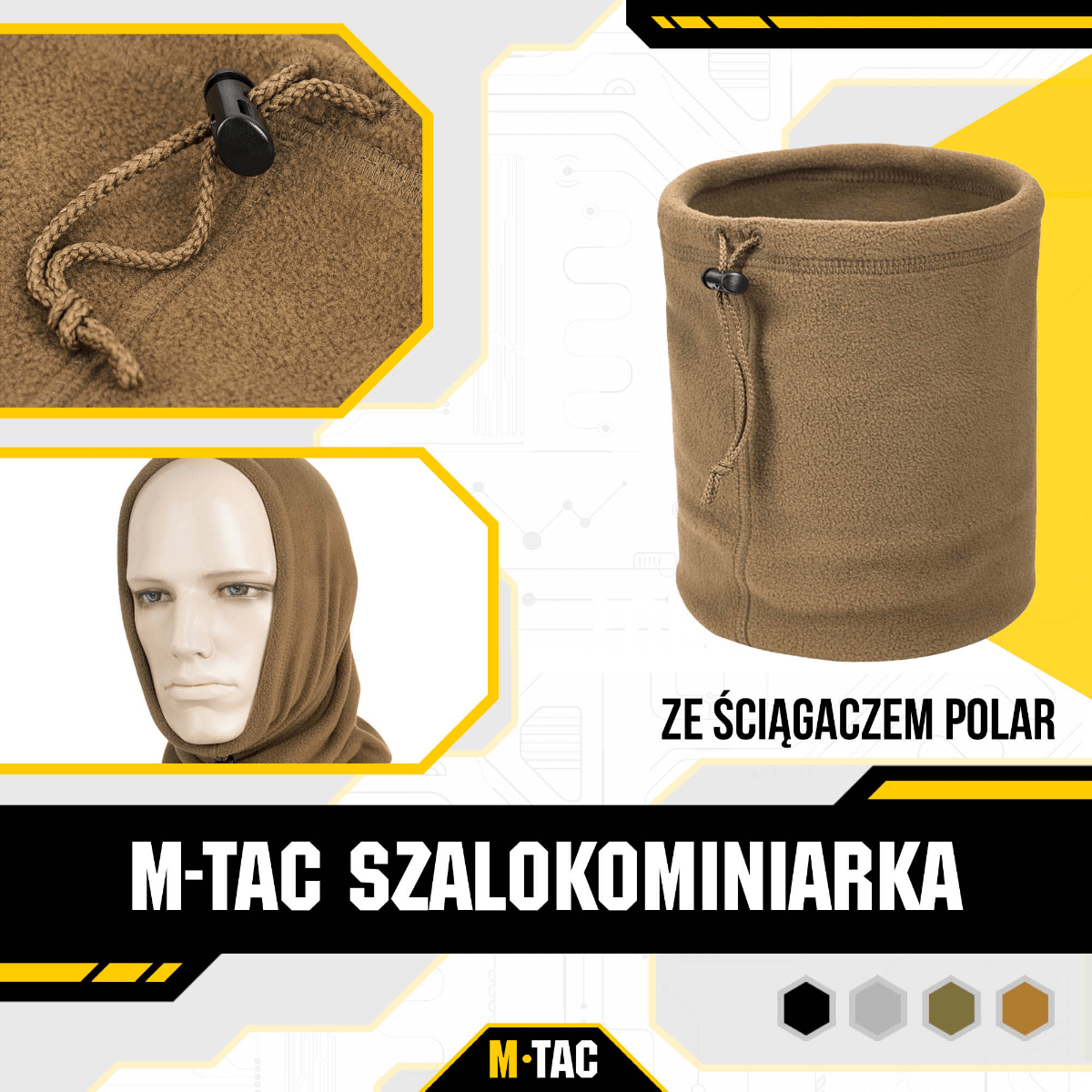 M-Tac Fleece Neck Gaiter med Snor, alsidigt fleecehalsedisse med justerbar snor til koldt vejr, perfekt til alsidig brug og komfort.