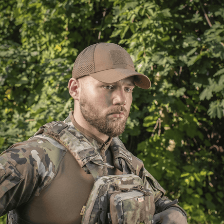 M-Tac Baseball Cap Ripstop Elite Flex i lysebrunt ripstop-materiale med ventilationsnet og justerbar lukning, gallery position 1.