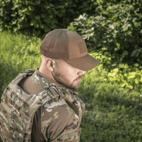 M-Tac Baseball Cap Ripstop Elite Flex i brunt ripstop med ventileret netstof, gallery position 1.