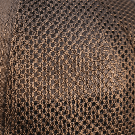 M-Tac Baseball Cap Ripstop Elite Flex, detaljeret nærbillede af brunt ripstop med åndbart netmateriale, gallery position 1.