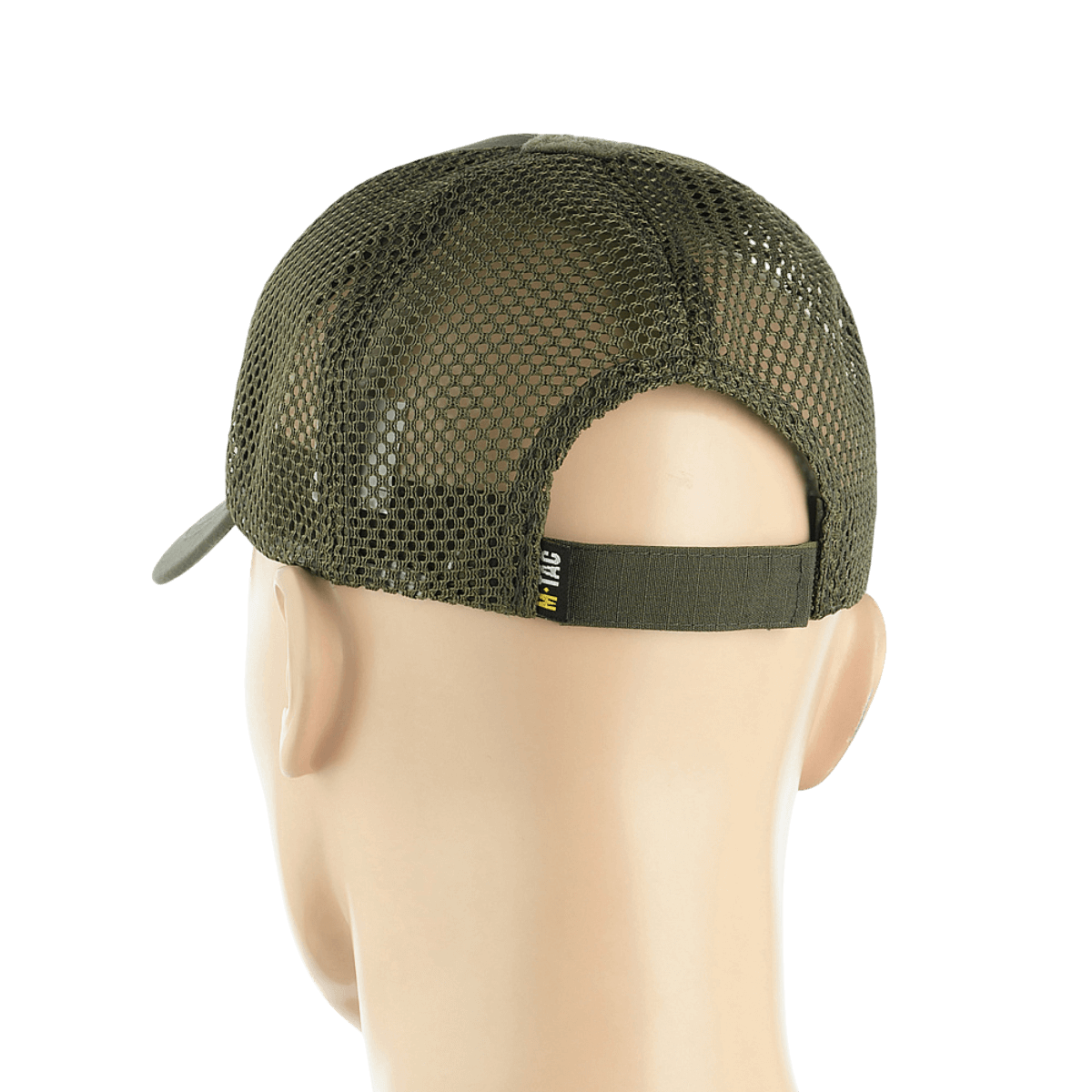 M-Tac Mesh Flex Ripstop Baseball Cap med Velcro i grøn mesh, set bagfra med justerbar strop tilpasset sommer og taktisk brug.