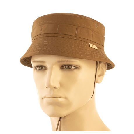 M-Tac Panamahat Gen. II Flex Rip-Stop i brunt rip-stop stof med NIJ-certificering vist i galleri position 1 set forfra på mannequin.