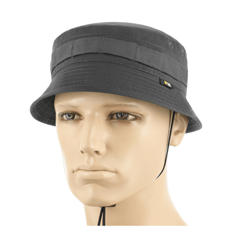 M-Tac Panamahat Gen. II Flex Rip-Stop i gråt rip-stop stof vist i galleri position 1 med justerbar snøre og ventilationshuller.