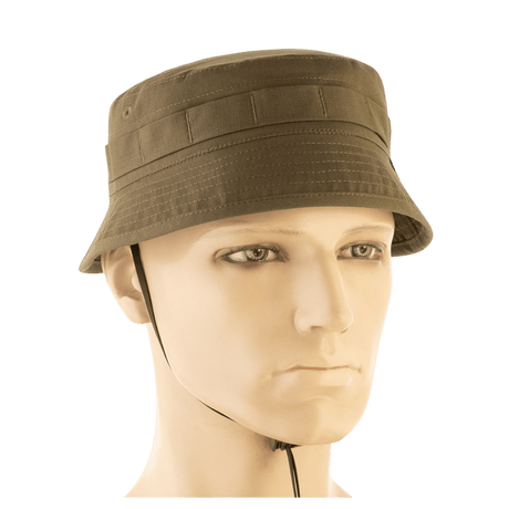 M-Tac Panamahat Gen. II Flex Rip-Stop i brunt rip-stop stof vist i galleri position 1 på mannequin med justerbar snøre og ventilation.