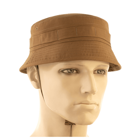 M-Tac Panamahat Gen. II Flex Rip-Stop i brunt rip-stop stof med NIJ-certificering vist i galleri position 1 på mannequin set forfra.