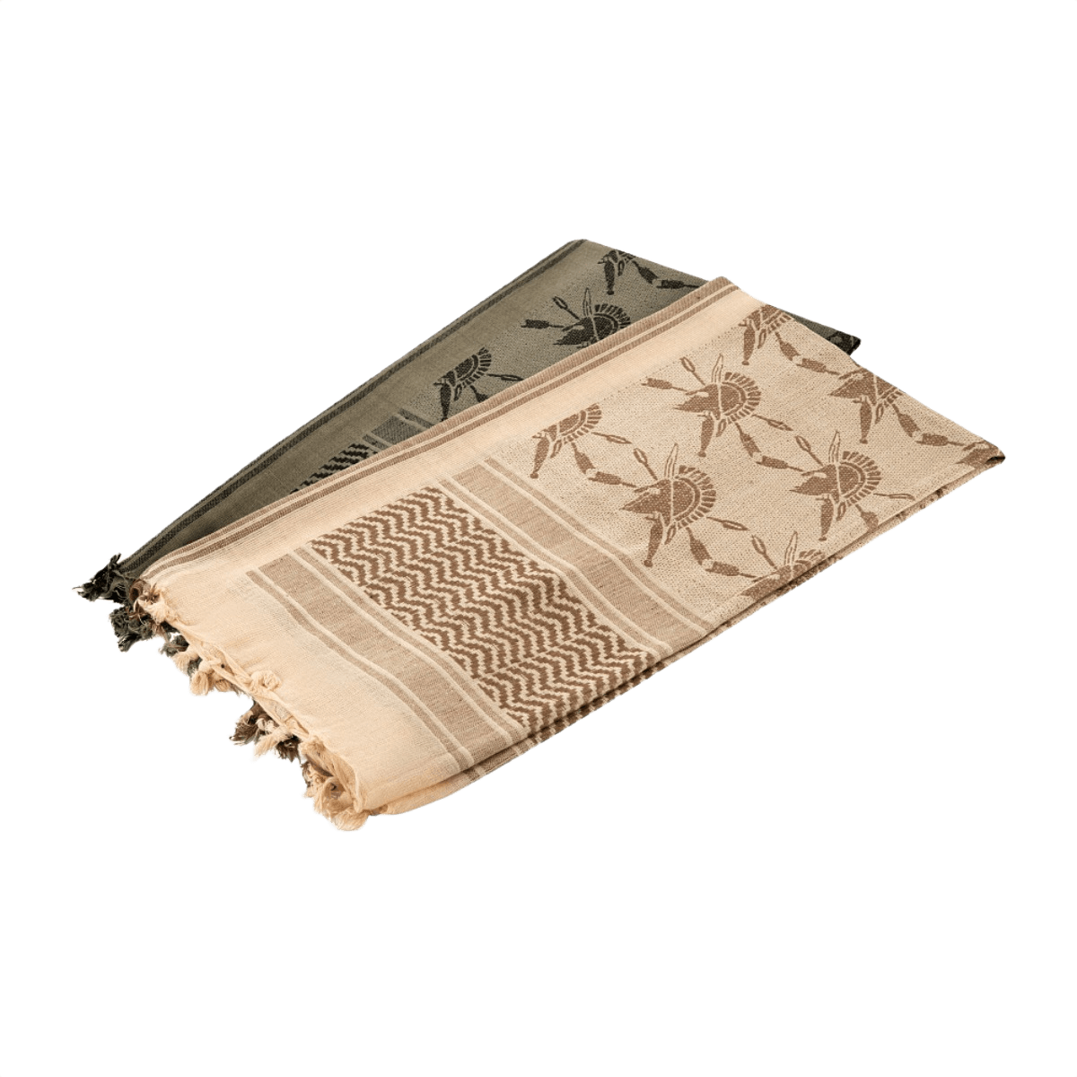 M-Tac Shemagh Tørklæde Spartan i bomuld med Spartans-tema, ideel til sol-, sand- og vindbeskyttelse. Taktisk tørklæde 110x110 cm.