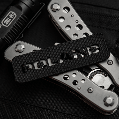 M‑Tac Patch Poland End-to-End 25x80 i sort Cordura 500D med laserudskåret design til tøj og tasker med velcrolukning