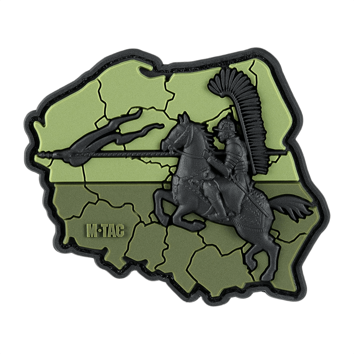 M-Tac Patch Husaria 3D PVC morale patch med vingede husar, Polens flag, 70x80mm, PVC, velcro, 3D-effekt, mod og ridderlighed.