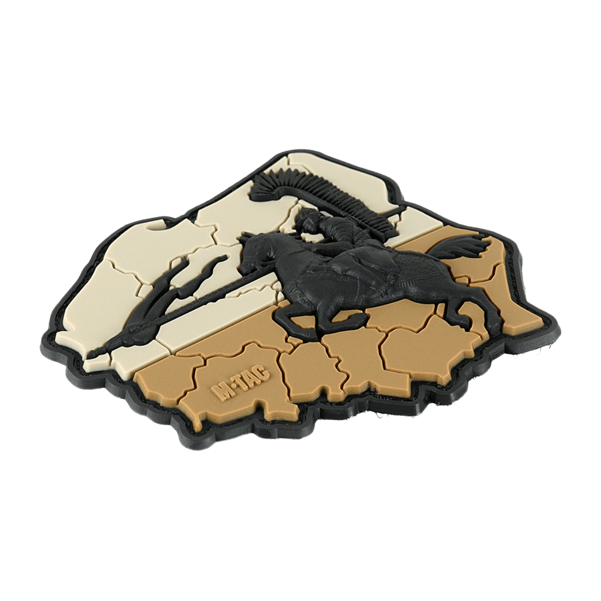 M-Tac Patch Husaria 3D PVC morale patch med vingede husarer og Polens flag, symboliserer mod og ridderlighed, 70x80 mm, PVC, Velcro montering.